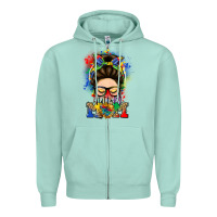 Seafoam autism mom messy bun Zipper Hoodie - LillyAllenDesigns