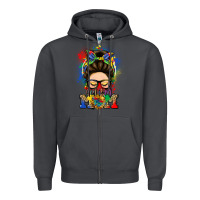 Smoke autism mom messy bun Zipper Hoodie - LillyAllenDesigns