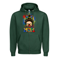 Sports Green autism mom messy bun Zipper Hoodie - LillyAllenDesigns