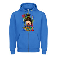 True Royal autism mom messy bun Zipper Hoodie - LillyAllenDesigns