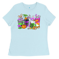 Baby Blue Halloween Nurse Coffee Cups Ladies Tee - texasbilliewilder