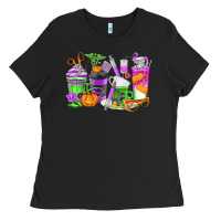 Black Halloween Nurse Coffee Cups Ladies Tee - texasbilliewilder