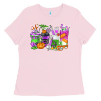 Bubblegum Pink Halloween Nurse Coffee Cups Ladies Tee - texasbilliewilder