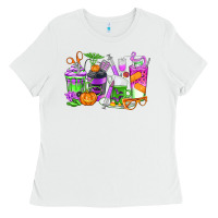 White Halloween Nurse Coffee Cups Ladies Tee - texasbilliewilder