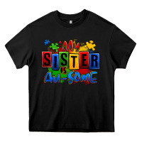 Black my sister is ausome autism Heavy Core Tee - Zillion Design Studio