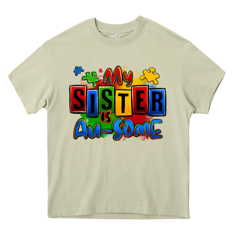 My Sister Is Ausome Autism Heavy Core Tee by Zillion Design Studio | Teevron