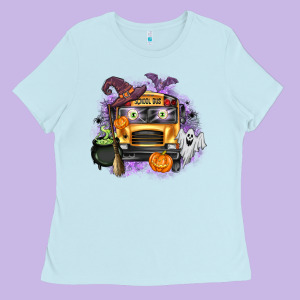 Halloween School Bus Ladies Tee Designed By Texasbilliewilder