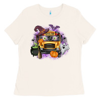 Bone Halloween School Bus Ladies Tee - texasbilliewilder