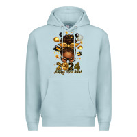 Blue Mist 2024 happy new year  afro messy bun Premium Hoodie - texasbilliewilder
