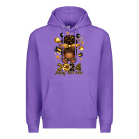 Purple 2024 happy new year  afro messy bun Premium Hoodie - texasbilliewilder