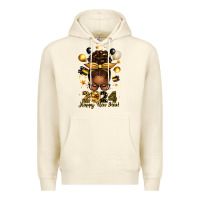 Sandshell 2024 happy new year  afro messy bun Premium Hoodie - texasbilliewilder