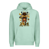 Seafoam 2024 happy new year  afro messy bun Premium Hoodie - texasbilliewilder