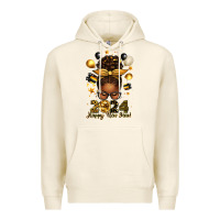 Tofu 2024 happy new year  afro messy bun Premium Hoodie - texasbilliewilder