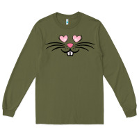Army Green bunny face easter Long Sleeve Tee - MaliasSmallBusiness