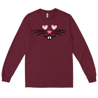Burgundy bunny face easter Long Sleeve Tee - MaliasSmallBusiness