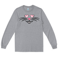 Heather Grey bunny face easter Long Sleeve Tee - MaliasSmallBusiness