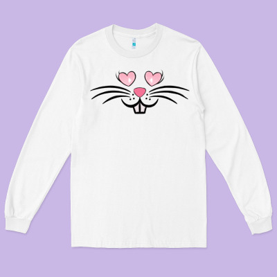 Bunny Face Easter Long Sleeve Tee Designed By Maliassmallbusiness