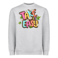 Heather Grey take it easy Heavyweight Sweatshirt - MaliasSmallBusiness