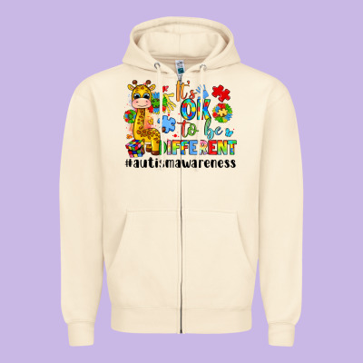 It S Ok To Be Different Giraffe Zipper Hoodie Designed By Lillyallendesigns