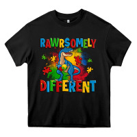 Black rawrsomely different autism trex Heavy Core Tee - Zillion Design Studio
