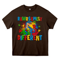 Chocolate Brown rawrsomely different autism trex Heavy Core Tee - Zillion Design Studio