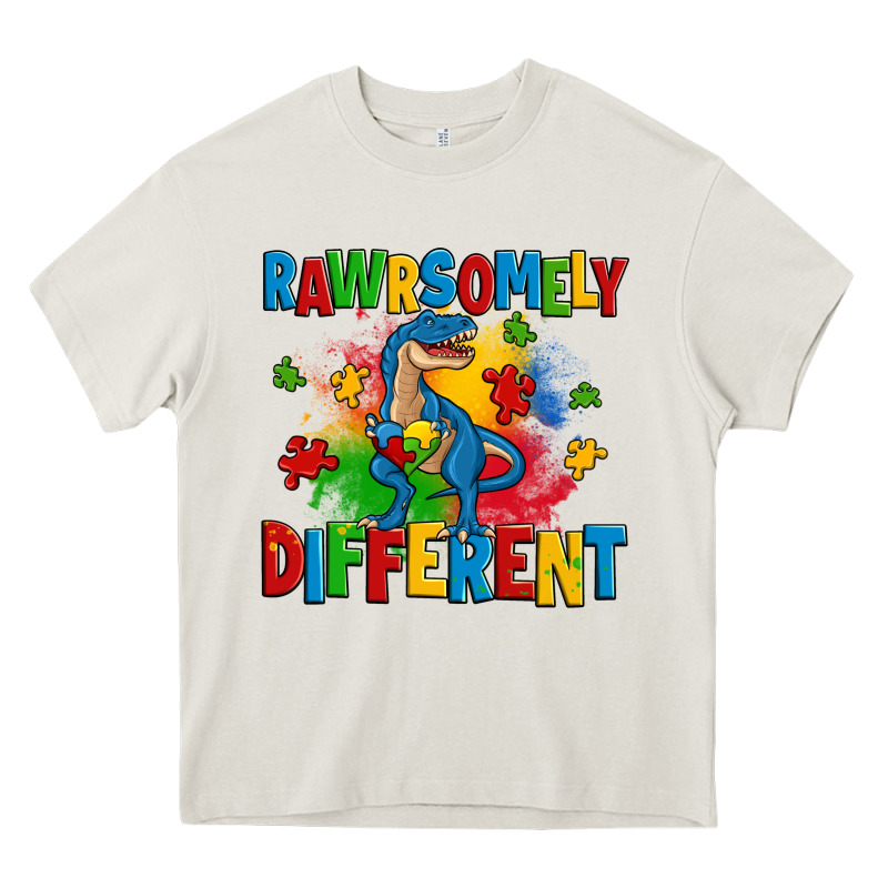 Rawrsomely Different Autism Trex Heavy Core Tee by Zillion Design Studio | Teevron