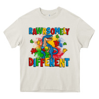 Cream rawrsomely different autism trex Heavy Core Tee - Zillion Design Studio