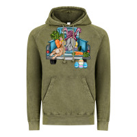 Vintage Olive easter truck with gnome and rabbit Vintage Hoodie - AdoDesignShop
