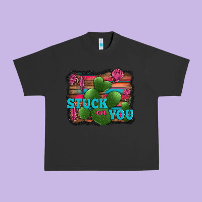 Stuck On You Heart Cactus Serape Leopard Background Urban Heavy Tee Designed By Jasminsmagicworld