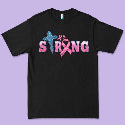 Strong With Cross Ribbon Premium Tee Designed By Hra Design Shop
