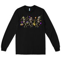 Black dancing skeletons mardi gras Long Sleeve Tee - MaliasSmallBusiness