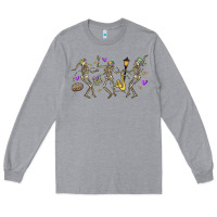 Heather Grey dancing skeletons mardi gras Long Sleeve Tee - MaliasSmallBusiness
