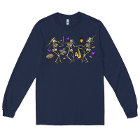 Navy dancing skeletons mardi gras Long Sleeve Tee - MaliasSmallBusiness