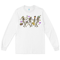 White dancing skeletons mardi gras Long Sleeve Tee - MaliasSmallBusiness