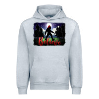 Heather Grey bigfoot believe christmas Urban Hoodie - FaDigitalArtStudio