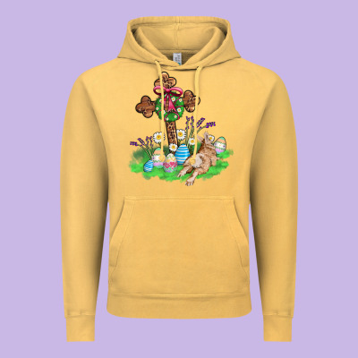 Religious Easter Bunny Cross Vintage Hoodie Designed By Adodesignshop