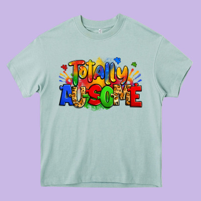 Totally Ausome Autism Heavy Core Tee Designed By Zillion Design Studio