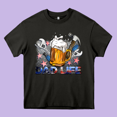 Dad Life Beer And Tools Heavy Core Tee Designed By Barkaloodesign