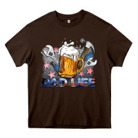 Chocolate Brown dad life beer and tools Heavy Core Tee - BarkalooDesign