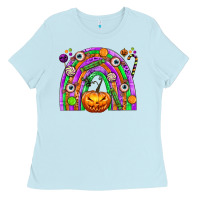Baby Blue Halloween Rainbow Ladies Tee - texasbilliewilder