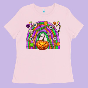 Halloween Rainbow Ladies Tee Designed By Texasbilliewilder