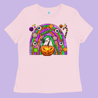 Halloween Rainbow Ladies Tee Designed By Texasbilliewilder