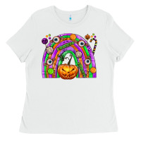 White Halloween Rainbow Ladies Tee - texasbilliewilder