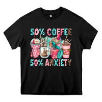 Black 50 coffee 50 anxiety coffee cups Heavy Core Tee - Zillion Design Studio