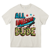 Cream all american dude Heavy Core Tee - Zillion Design Studio