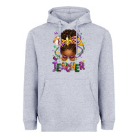 Heather Grey mardi gras teacher afro messy bun Heavyweight Hoodie - texasbilliewilder