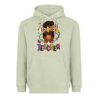 Matcha mardi gras teacher afro messy bun Heavyweight Hoodie - texasbilliewilder