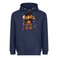 Navy mardi gras teacher afro messy bun Heavyweight Hoodie - texasbilliewilder