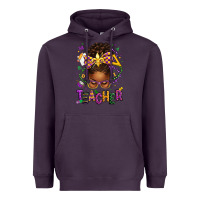 Plum mardi gras teacher afro messy bun Heavyweight Hoodie - texasbilliewilder