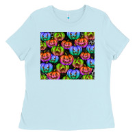 Baby Blue Halloween Pumpkins Ladies Tee - texasbilliewilder